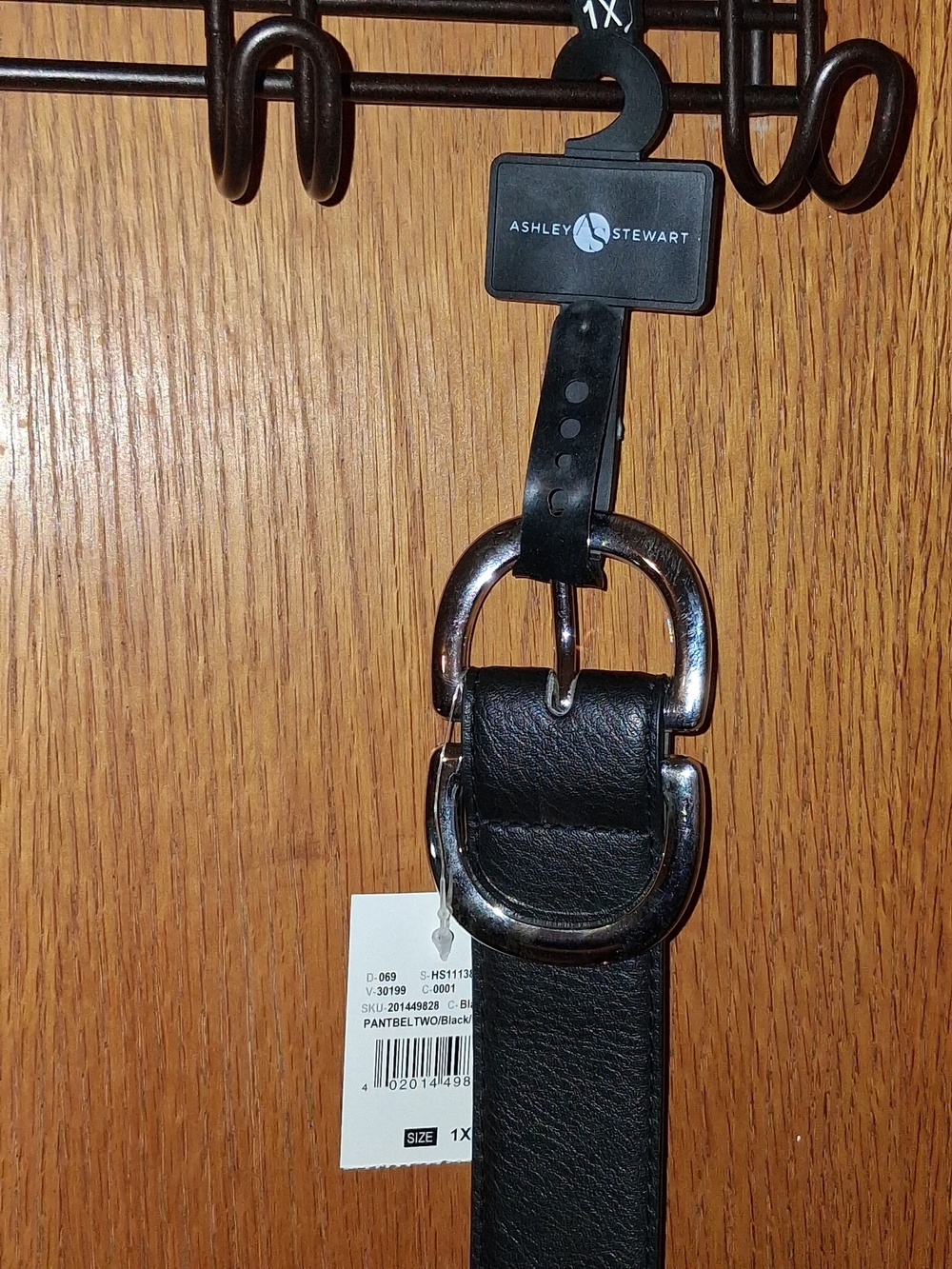 Ashley Stewart Black  Belt with  Silver D-Ring Hardware 1X Or 2X